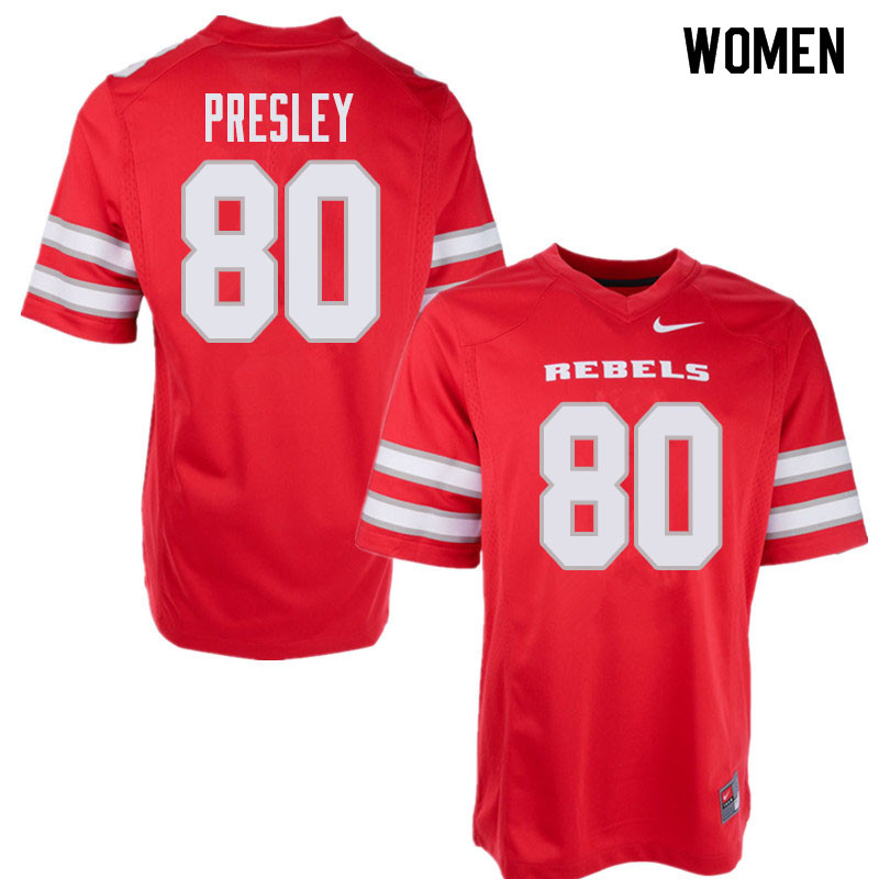 Women's UNLV Rebels #80 Brandon Presley College Football Jerseys Sale-Red